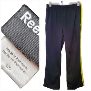 Reebok Pants Mens Size Large 32x29 Athletic Track Elastic Waist Black Activewear